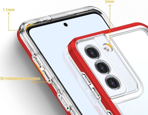 Klar 3-i-1 dekselet til Samsung Galaxy S23 - silikoncover med ramme - rød