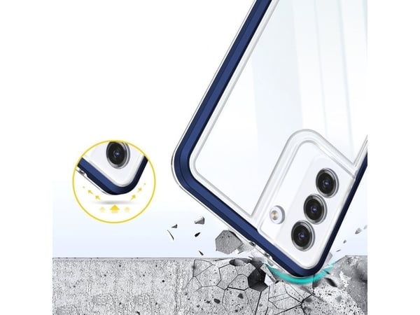 Transparent 3-i-1 deksel til Samsung Galaxy S23 silikoncover med ramme - Blå