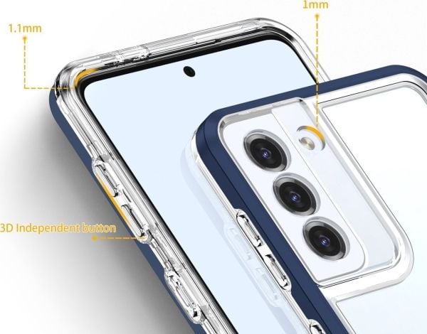 Transparent 3-i-1 deksel til Samsung Galaxy S23 silikoncover med ramme - Blå