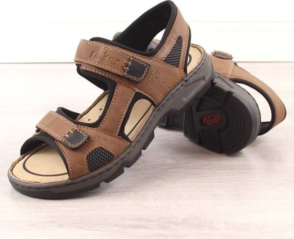 Rieker komfortable herresandaler med borrelås brune Rieker 26156-25 42
