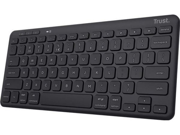 Trust Lyra, Mini, RF Wireless + Bluetooth, Näppäimen saksikytkin, QWERTY, Musta