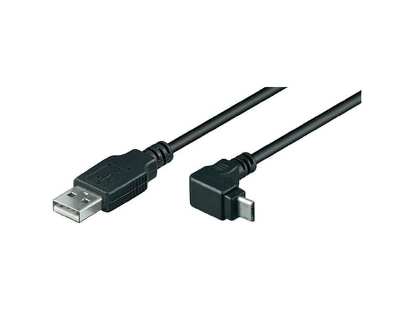 Goobay USB micro-B 90° 1.8m, 1,8 m, USB A, Micro-USB B, USB 2.0, Hanstik/Hanstik, Sort