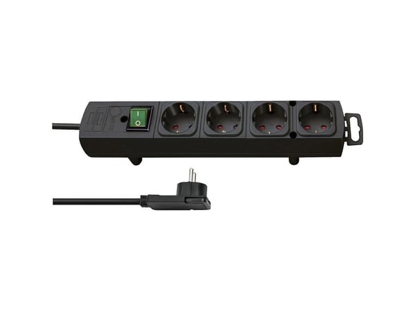 Brennenstuhl 1153100100, 2 m, Innendørs, Sort, 4 AC-utganger, 320 mm, Sort
