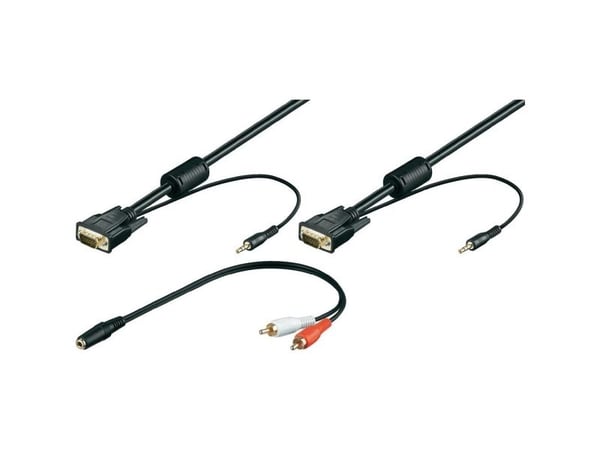 Goobay SVGA Audio Cable - 3m, 3 m, VGA (D-Sub), VGA (D-Sub), Sort, Audio 3.5 mm