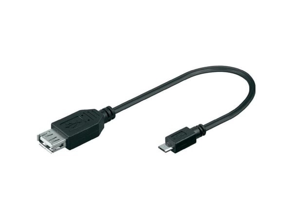 Goobay 95193, 0,2 m, USB A, Micro-USB B, USB 2.0, Hankjønn/hunkjønn, Sort