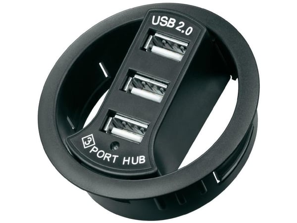 Goobay USB - HUB EinbauHUB 3 Port 60mm, Sort, 60 mm, 60 mm, 60 mm