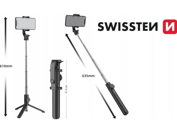 Swissten Bluetooth Selfie Stick Alumiininen jalusta Pro