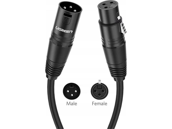 Ugrønn kabel XLR hunn til XLR hannkabel UGREEN 20710B - 2m (svart)