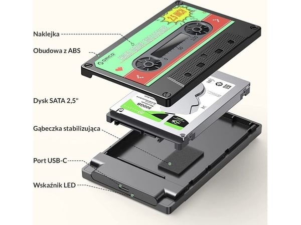 Orico SATA 2,5" USB-C 6Gbps-kapsling (2580C3-V1-BK-EP)
