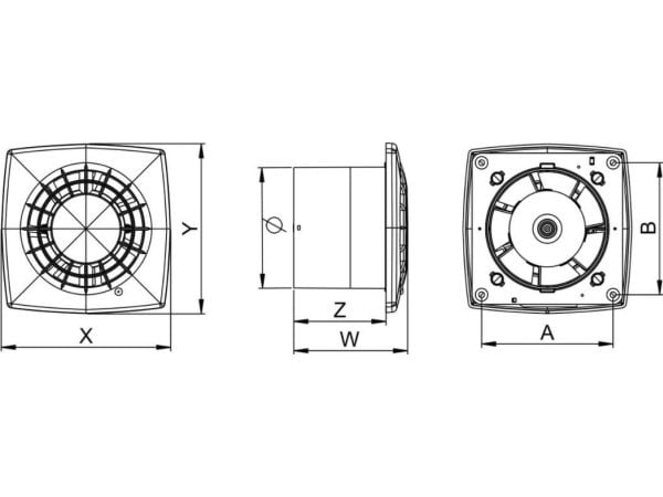 AWENTA baderomsventilator Vega Ø150 225 m3/h 17W 230V med fuktsensor og tidsforsinkelse Awenta WGB150H