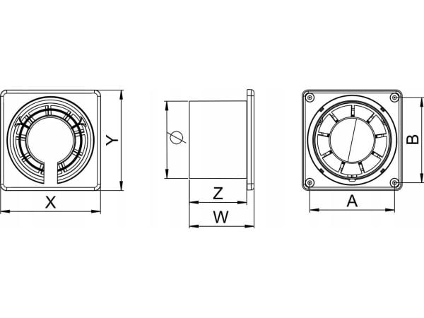 Awenta Fabio WFB125H ventilator, 13W, Ø125 mm, tidsur-bryter og fuktighetssensor, hvit
