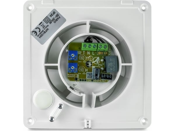 Awenta Fabio WFB125H ventilator, 13W, Ø125 mm, tidsur-bryter og fuktighetssensor, hvit
