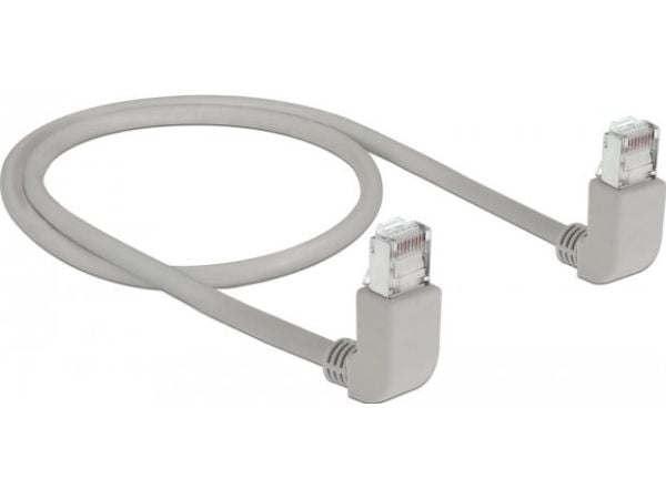 Delock - Koblingskabel - RJ-45 (hann) oppvinklet til RJ-45 (hann) oppvinklet - 50 cm - S/FTP - CAT 6a - med støvel, halogenfri - grå