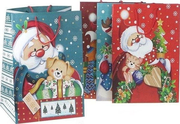 JU-PITER dekorativ gavepose 4 stk JP 639A 26x32x20 cm bred bunn mix pris per stk