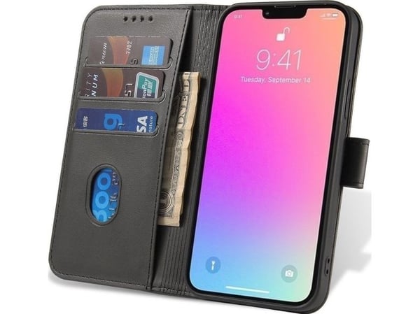 Hurtel Magnet Case veske for Vivo Y16 / Vivo Y02s deksel med klaff lommebokstativ sort