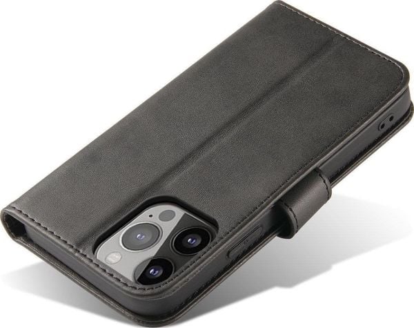 Hurtel Magnet Case veske for Vivo Y16 / Vivo Y02s deksel med klaff lommebokstativ sort