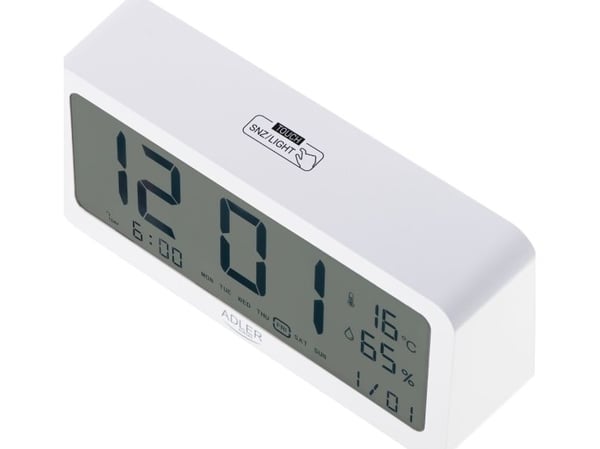 Adler AD 1195w batteriklokke - hvit