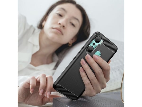 Carbon Case til Infinix Hot 12 Pro fleksibel silikon carbon-deksel - svart