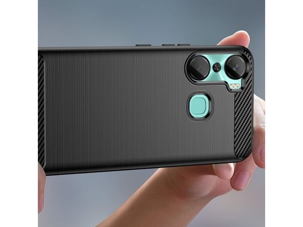 Carbon Case til Infinix Hot 12 Pro fleksibel silikon carbon-deksel - svart