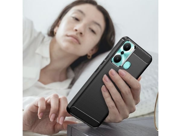 Carbon Case-deksel til Infinix Hot 20 Play - fleksibel silikon-karbon - svart