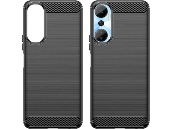 Karbondeksel til Infinix Hot 20 fleksibelt silikon karbonbeskyttelse svart