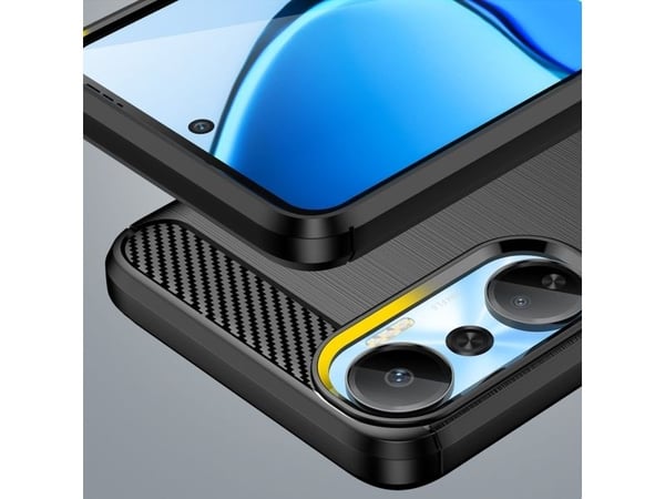 Karbondeksel til Infinix Hot 20 fleksibelt silikon karbonbeskyttelse svart
