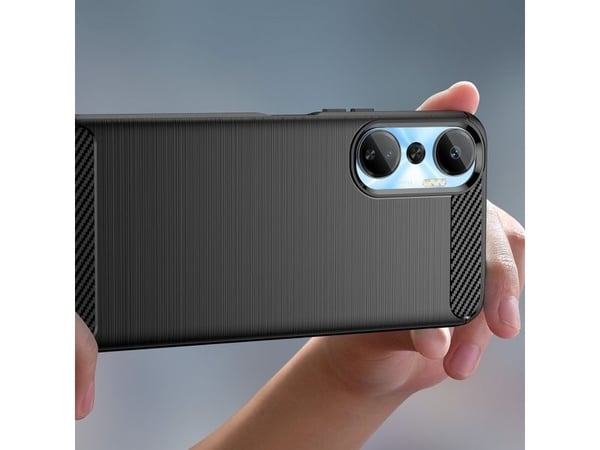 Karbondeksel til Infinix Hot 20 fleksibelt silikon karbonbeskyttelse svart