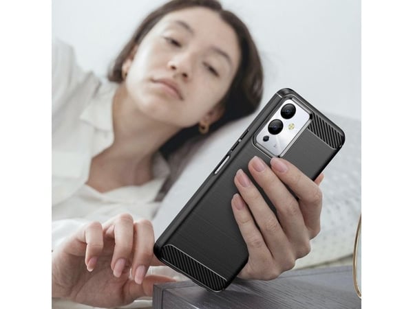 Carbon Case-deksel til Infinix Note 12i i fleksibel silikon-carbon - svart