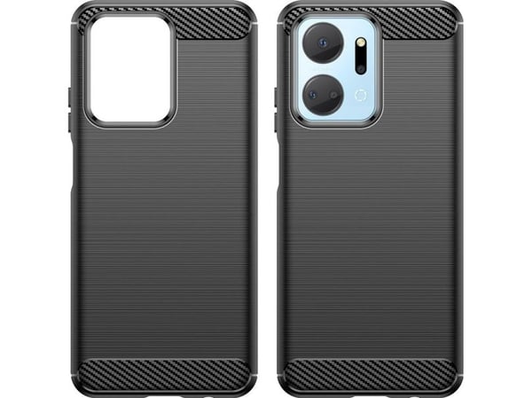 Carbon Case til Honor Play 40 Plus / Honor X7a fleksibel silikonkulfiber-deksel - svart