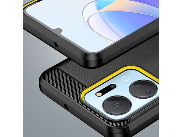 Carbon Case til Honor Play 40 Plus / Honor X7a fleksibel silikonkulfiber-deksel - svart