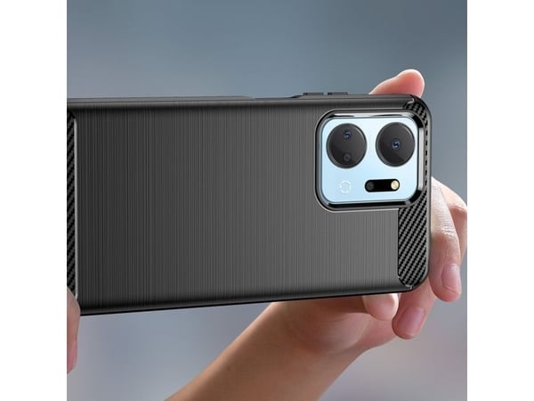 Carbon Case til Honor Play 40 Plus / Honor X7a fleksibel silikonkulfiber-deksel - svart