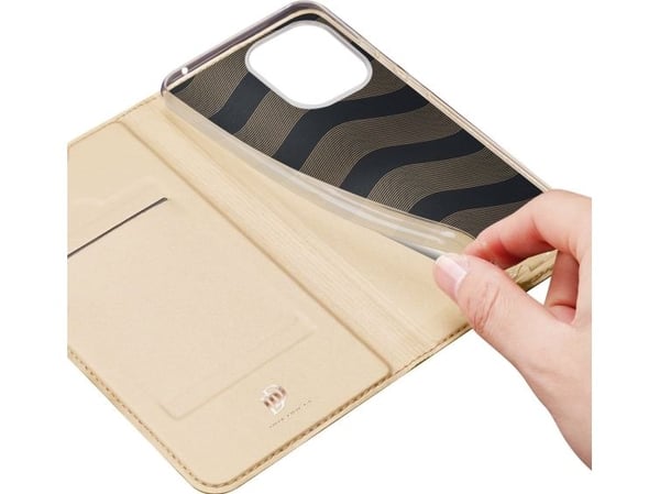 Dux Ducis Skin Pro etui til Xiaomi Redmi 11A / Poco C55 / Redmi 12C flip cover kortholder stativ gull