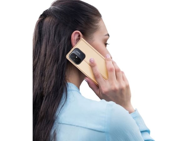 Dux Ducis Skin Pro etui til Xiaomi Redmi 11A / Poco C55 / Redmi 12C flip cover kortholder stativ gull