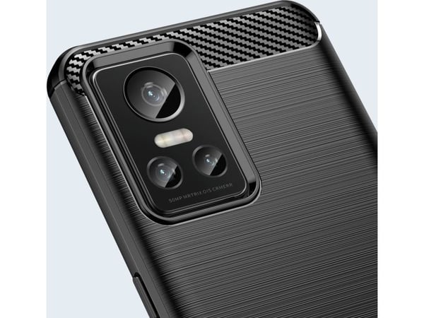 Carbon Case-etui til Realme GT Neo 3 fleksibel silikonkabon-deksel - sort