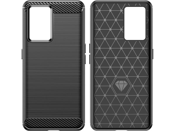 Carbon Case-etui til Realme GT Neo 3 fleksibel silikonkabon-deksel - sort