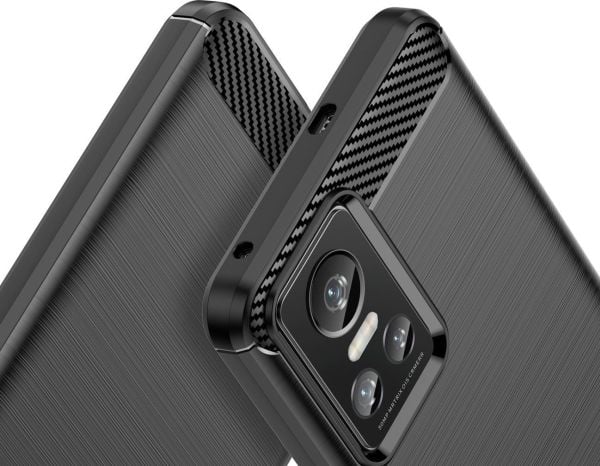 Carbon Case-etui til Realme GT Neo 3 fleksibel silikonkabon-deksel - sort