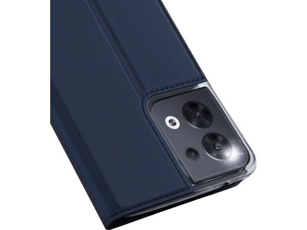 Hurtel Dux Ducis Skin Pro-deksel til Oppo Reno 8, flipdeksel kortholder & stativ - blå