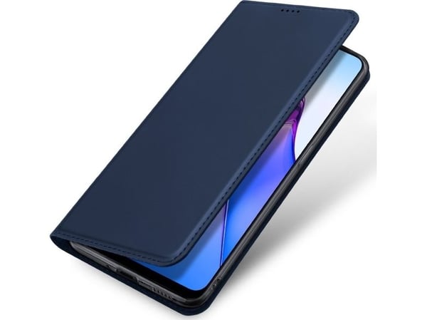 Hurtel Dux Ducis Skin Pro-deksel til Oppo Reno 8, flipdeksel kortholder & stativ - blå