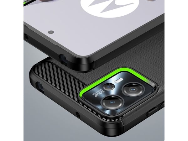 Karbon-etui til Motorola Moto G13 fleksibel silikonkobarn-etui - svart