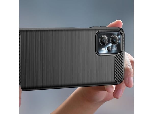 Karbon-etui til Motorola Moto G13 fleksibel silikonkobarn-etui - svart