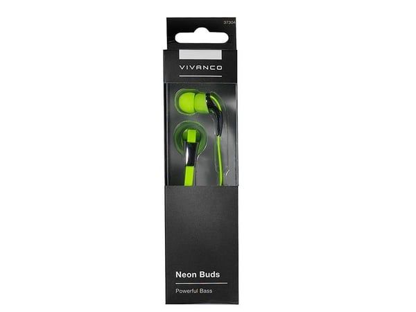 Vivanco Neon Buds, Koblet med ledninger (ikke trådløs), 15 - 22000 Hz, Musikk, Hodetelefoner, Metallisk, Gult