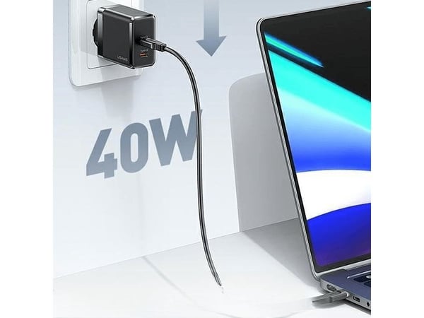 Usams laturi USAMS 2xUSB-C T54 40W PD pikalataus valkoinen/valkoinen (US-CC172)