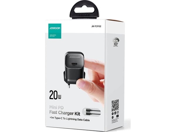 Joyroom verkkolaturi Joyroom JR-TCF02 USB-C 20W PD + USB C/Lightning-kaapeli musta