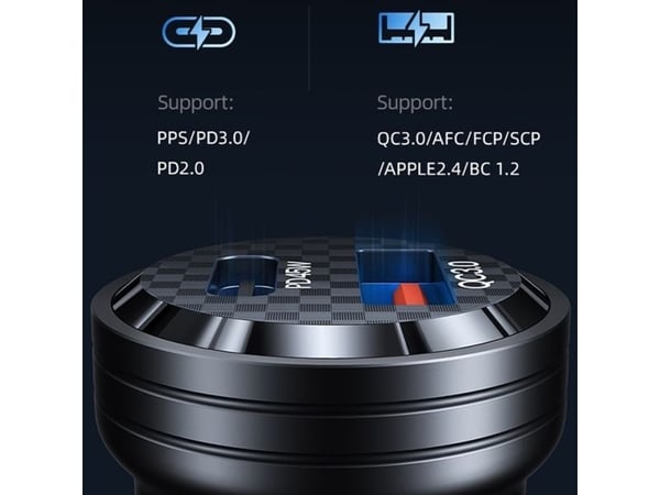 Usams-lader USAMS C35 billader USB-A+USB-C 45W Fast Charge lilla/lilla (US-CC175)