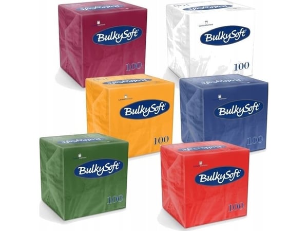 Serviet Bulkysoft 24x24 cm 2-lag Rød,100 kpl/pk