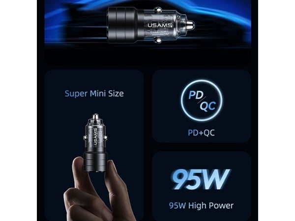 USAMS C36 biloplader 1x USB-A 1x USB-C 3 A (USA966)