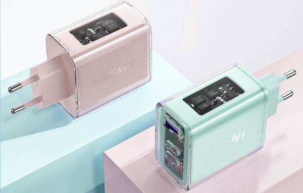 Acefast laturi Acefast A45 seinälaturi, 2x USB-C, 1xUSB-A, 65W PD (vaaleanpunainen)