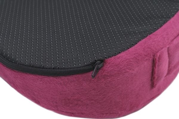 Powerton ortopediske pute/ryggstøtte, sklisikker plastspiss, ergonomisk, rød sateng (rødvin), minneskum, P