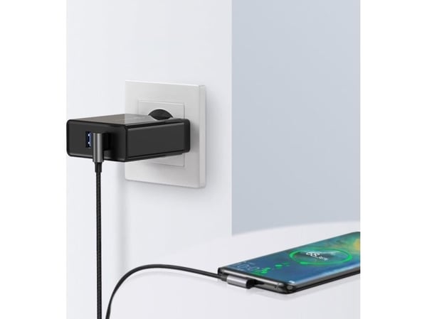 Ugrønn USB-kabel USB til USB-C-kabel, vinklet UGREEN US176, 3A, 0,5 m (svart)