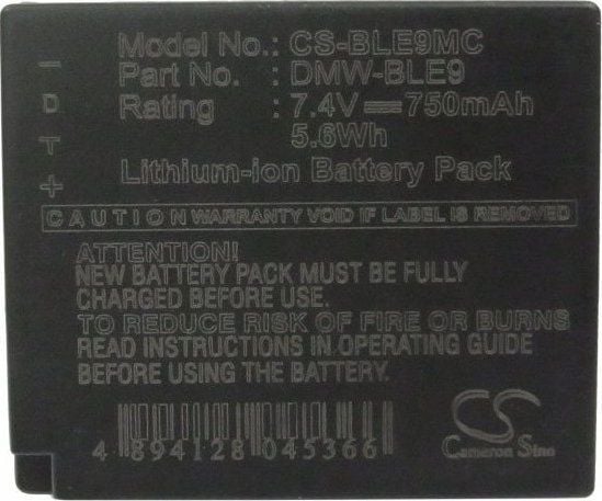 Cameron Sino batteri (DMW-BLE9 / DMW-BLE9PP / DMW-BLE9E) for Panasonic / CS-BLE9MC